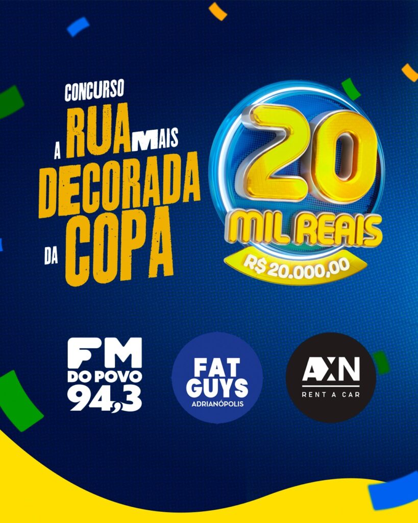 Lançamento da campanha Rua da Copa da Rádio FM do Povo em Manaus, com divulgação de prêmio de R$ 20 mil para melhor decoração de rua.