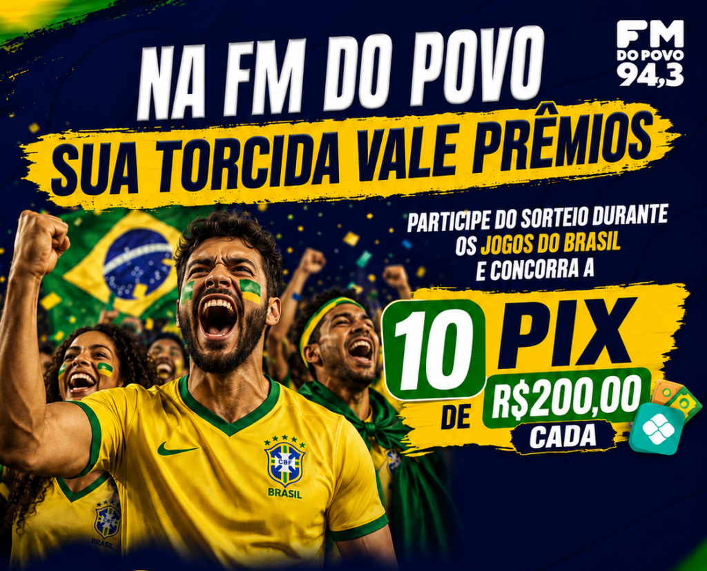 Promoção "Na FM do Povo, sua torcida vale prêmio", encerra com R$ 10 mil distribuídos em Pix aos ouvintes, além do sorteio de um agasalho oficial da Seleção Brasileira e cobertura internacional da Copa do Mundo.