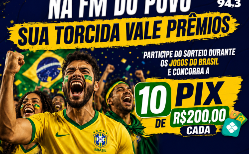 Promoção "Na FM do Povo, sua torcida vale prêmio", encerra com R$ 10 mil distribuídos em Pix aos ouvintes, além do sorteio de um agasalho oficial da Seleção Brasileira e cobertura internacional da Copa do Mundo.